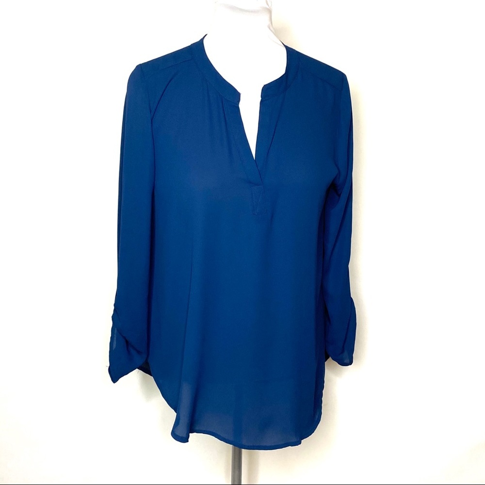 NWT About A Girl Tunic Blouse Top Blue - L